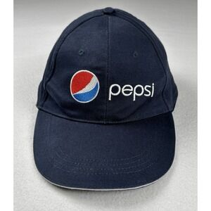 Pepsi Embroidered Logo Hat Navy Blue Adjustable Strapback 100% Cotton Cap